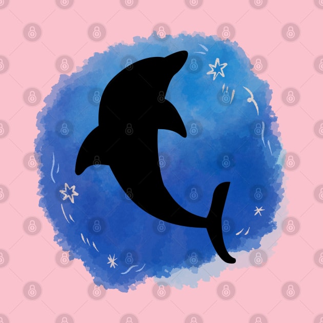 watercolor with dolphin silhouette by Petprinty