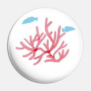 Pink coral and blue fish in the ocean Pin