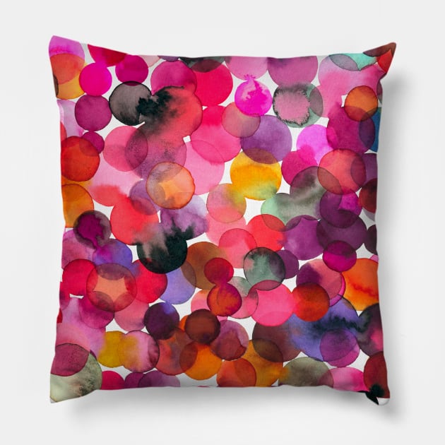 Overlapped Watercolor Dots Pillow by ninoladesign