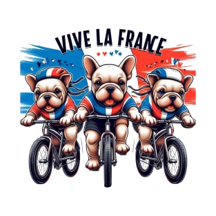 French Bulldog Puppies Racing Bikes Vive le France T-Shirt