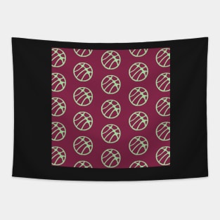 Basketball Ball Pattern Red and Green Tapestry