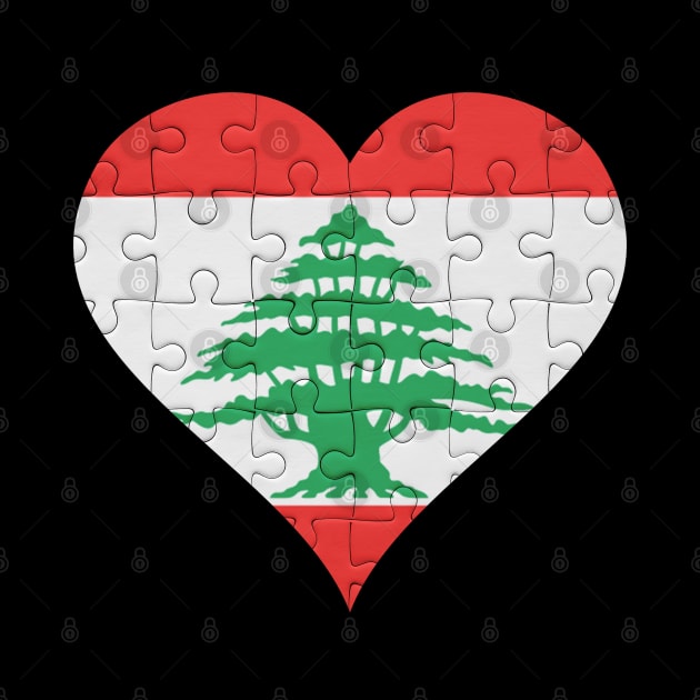 Lebanese Jigsaw Puzzle Heart Design - Gift for Lebanese With Lebanon Roots by Country Flags