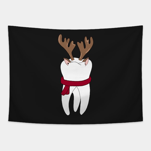 Tooth reindeer Christmas Tapestry by Carries Design 