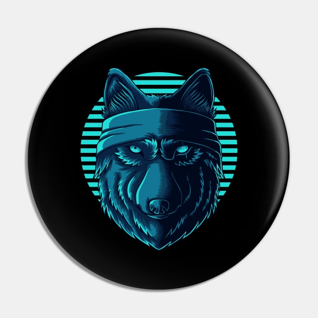 Blue Wild Wolf Pin by puffstuff