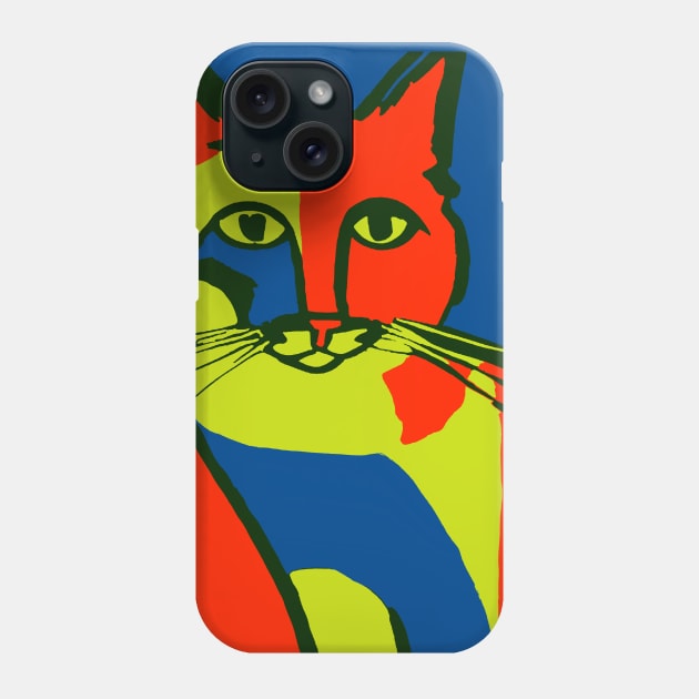 Colorful Minimalist Abstract Cat Phone Case by JoeStylistics