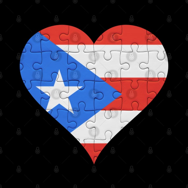 Puerto Rican Jigsaw Puzzle Heart Design - Gift for Puerto Rican With Puerto Rico Roots by Country Flags