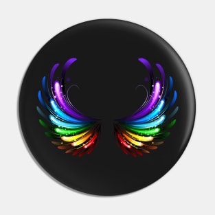 Rainbow Wings on Black background Pin