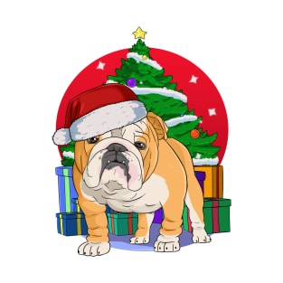 English Bulldog Santa Merry Christmas T-Shirt