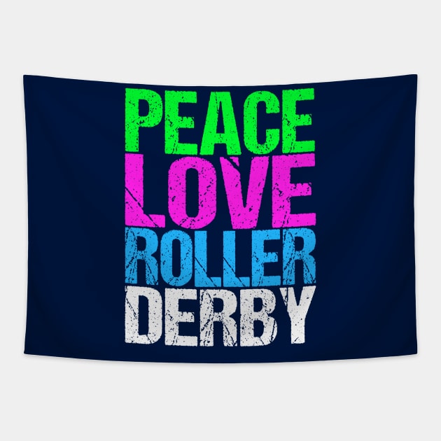 Peace Love Roller Derby Tapestry by epiclovedesigns