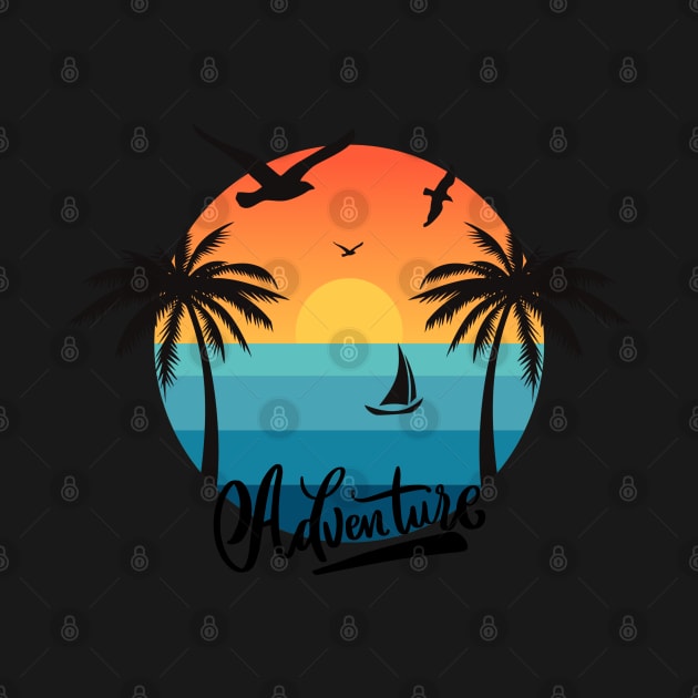 Beach summertime Adventure Explore the world travel lover palm tree sun by BoogieCreates