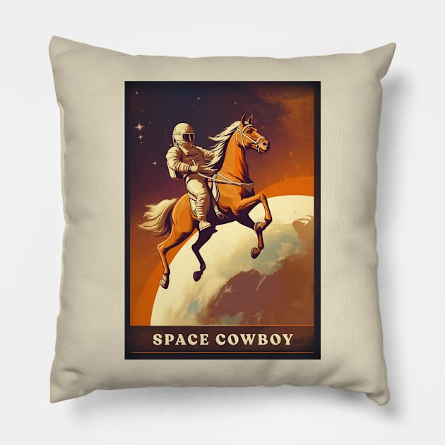 Space Cowboy Pillow by Retro Travel Design