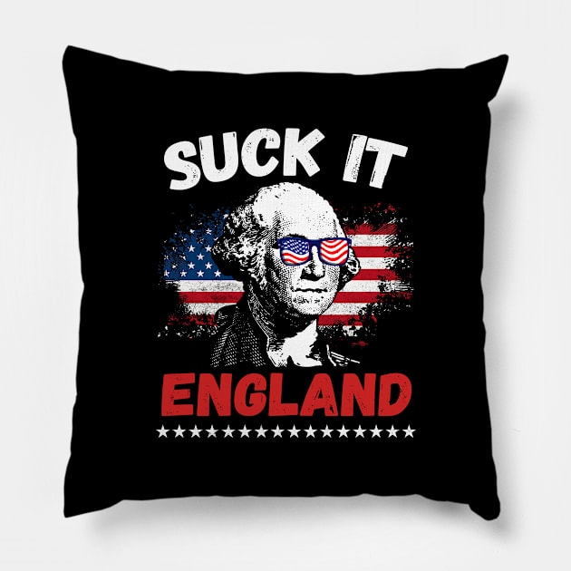 Funny Suck It England 4th of July George Washington 1776 Men Pillow by mo designs 95