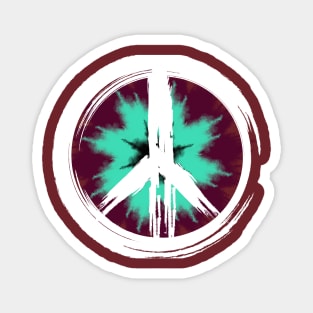 Maroon/Teal Tie-Dye Peace Sign Magnet