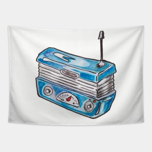 Little Blue Retro Radio Tapestry