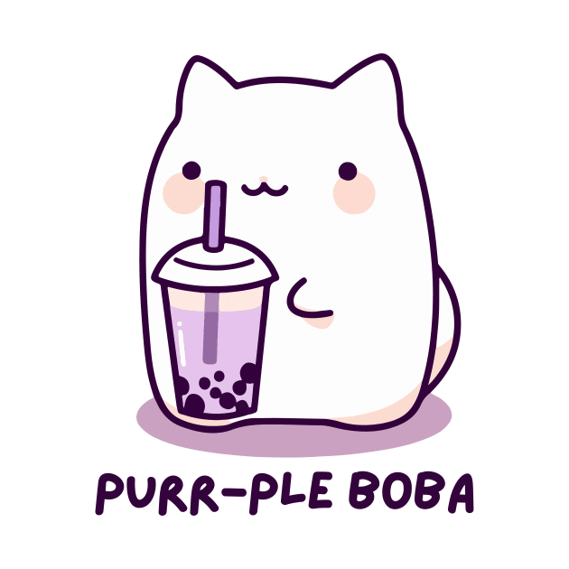Purr-ple Boba - Funny Boba Cat Milk Tea - Purple - Taro Bubble Tea - Funny Boba Cat Milk Tea - Purple - Taro Bubble Tea by TeeTopiaNovelty