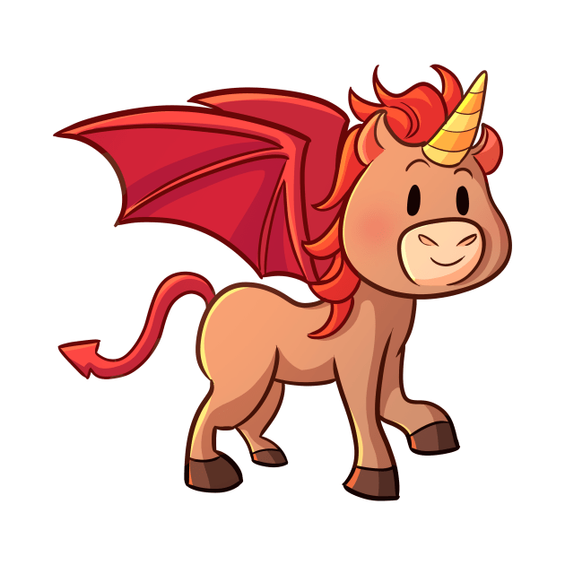 Cute Halloween Unicorn in Devil Costume by SandiTyche