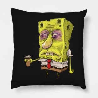 spongebob before coffee Pillow