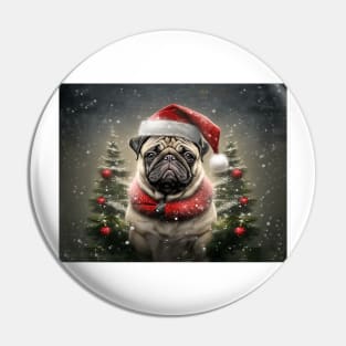 Pug Dog Santa Christmas Card Pin