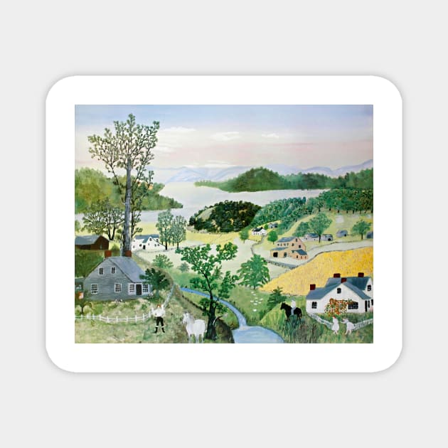 Anna Mary Robertson Grandma Moses A Beautiful World American Painter Naïve Art Primitivism Magnet by ZiggyPrint