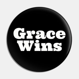 Grace Wins | Christian Design | Typography White Pin