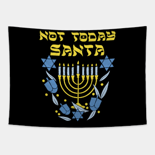 Jewish Hanukkah Menorah Not Today Santa Funny Hanukkah Tapestry