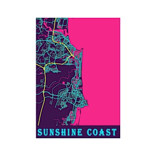 Sunshine Coast Neon City Map T-Shirt