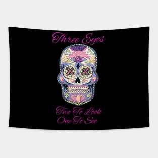 Three Eyes. Candy Skull. Tapestry