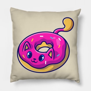 Cute Cat Doughnut Cartoon Pillow