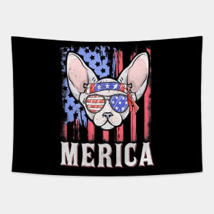 Merica Sphynx Cat American Flag Sunglasses Patriotic Tapestry