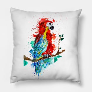 Ara Macaw Watercolor Parrot Pillow