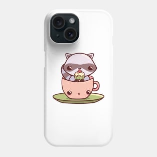 Teacup raccoon with ice cream Phone Case