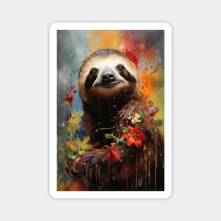 Tropical Floral Sloth Magnet