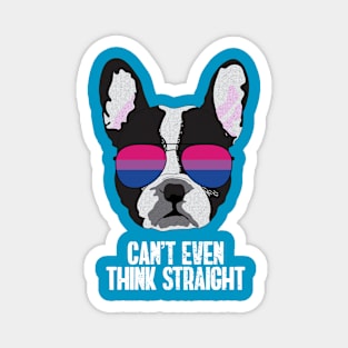 Funny CAN'T EVEN THINK STRAIGHT - Boston Terrier Dog Bi Bisexual Pride Flag Magnet