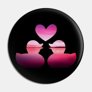 Pink Heart Duck Sunset Pin