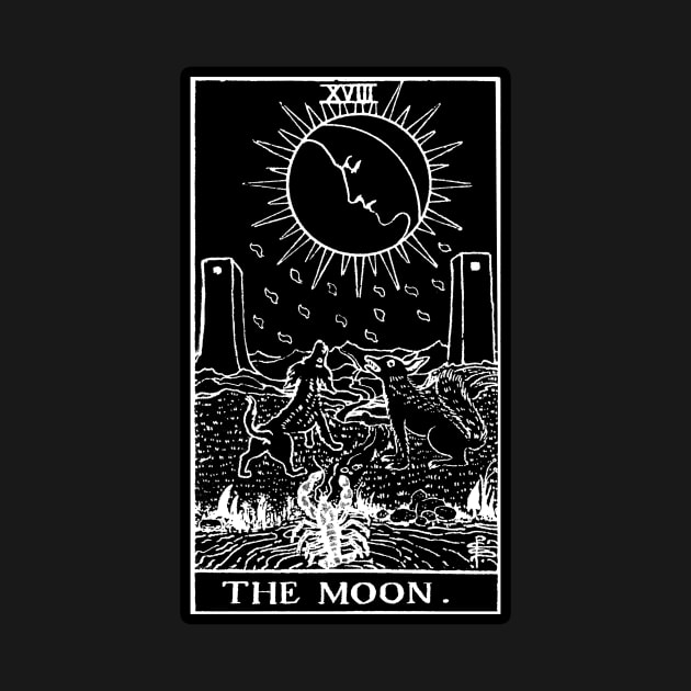 XVIII. The Moon Tarot Card | Obsidian and Pearl by wildtribe