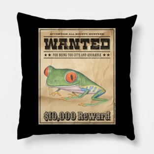 Funny Cute Red-Eyed Tree Frog Wanted Poster Pillow