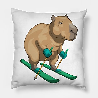 Capybara Skier Ski Winter sports Pillow