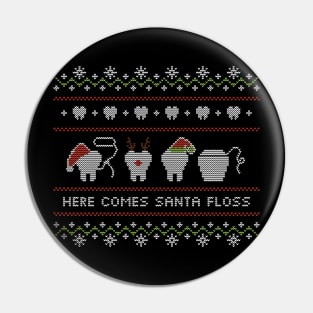 Ugly Christmas Sweater Here Comes Santa Floss Pin