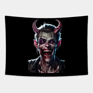 Crazy Laughing Devil with Bloody Smile Tapestry