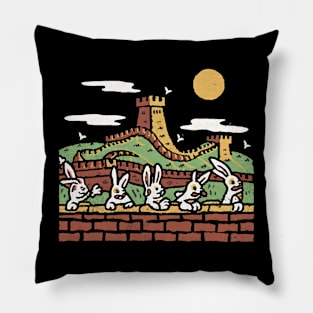 The Great Wall Rabbit Hare-race, Chinese Cartoon Style Pillow