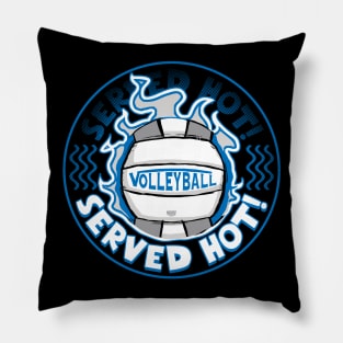 Volleyball Served Hot Blue Silver Vball Pillow