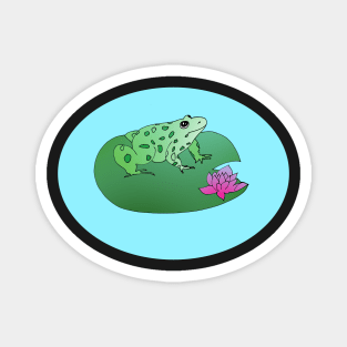 Frog Lily pad frog pond lotus flower Frog lover Magnet