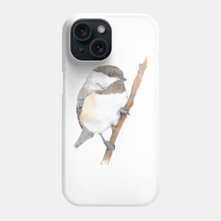 Black-capped Chickadee Poecile atricapillus watercolor portrait Phone Case