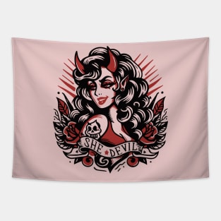 Retro Devil Girl Tapestry