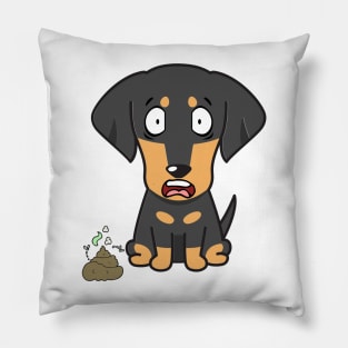 Funny dachshund smells poo poo Pillow