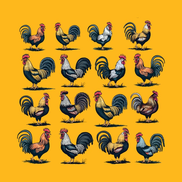 Roosters by Quirk Prints