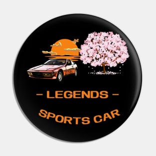 LEGENDS SPORTS CAR LOVER VINTAGE SUNSET SAKURA BLOSSOM TREE Pin