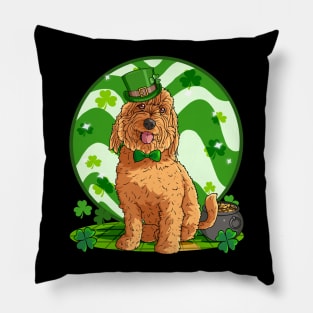 Goldendoodle Dog St Patricks Day Irish Leprechaun Pillow