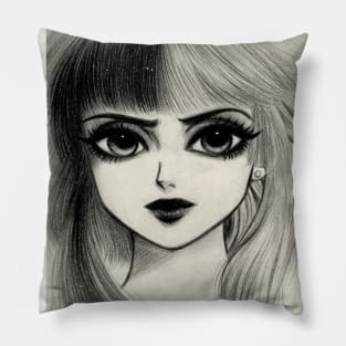 Portrait of two hair color girl Pillow