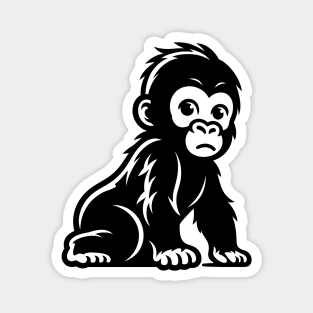 Baby Gorilla Jungle Primate Silhouette Magnet